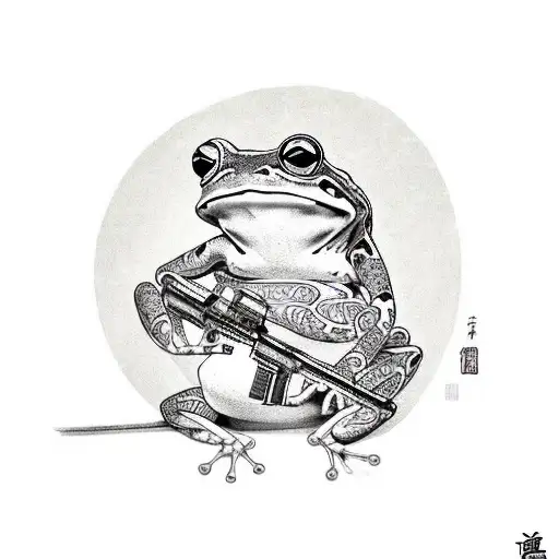 A frog that is dressed as a gun slinger tattoo design idea