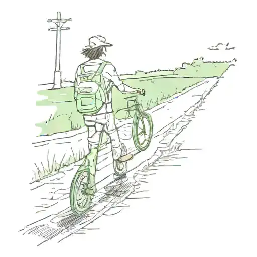 A sketch-style tattoo of the iconic scene where Forrest Gump runs across the country, with a green color scheme tattoo design idea
