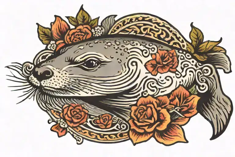 salty seal tattoo design idea