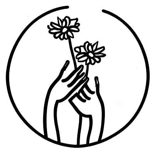 stick figure flowers holding hands and dancing tattoo design idea