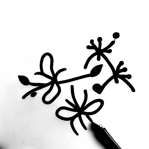 stick figure flowers holding hands tattoo design idea