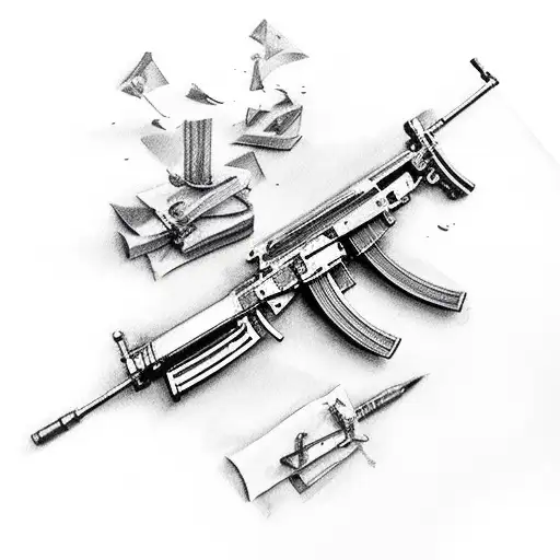 AK-47 assault rifle tattoo design idea
