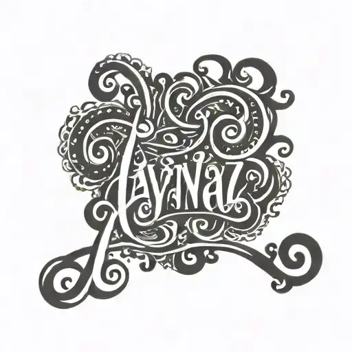name 'aynaz' typography tattoo design idea