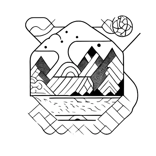 A designer-inspired tattoo featuring a sleek and minimalistic farm landscape tattoo design idea