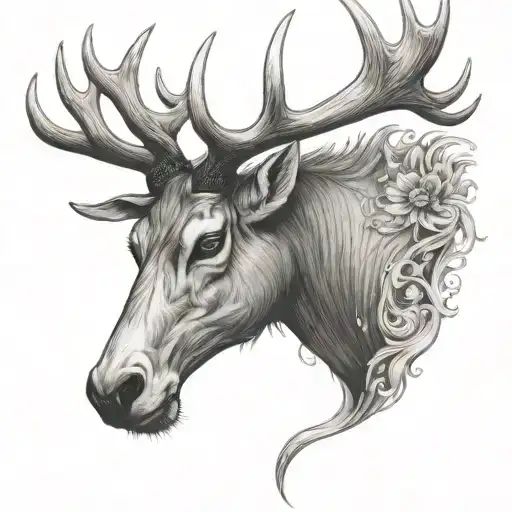 white stag head tattoo design idea