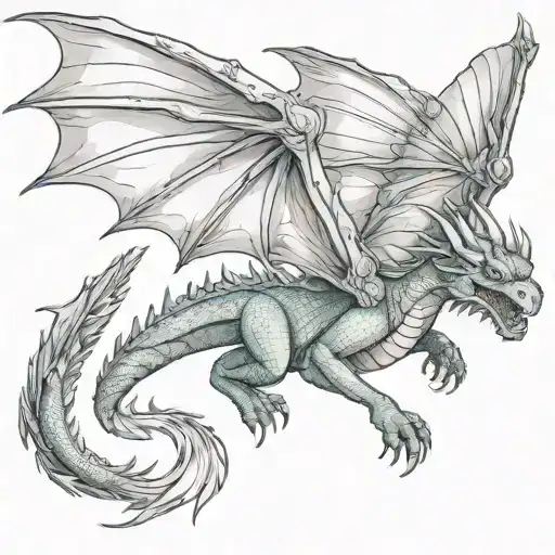 fantasy dragon flying tattoo design idea