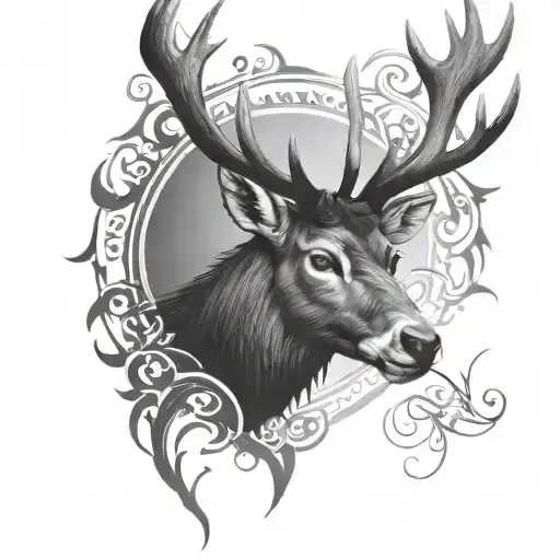 stag head tattoo design idea