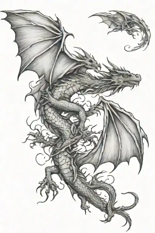 dragons falling to their death tattoo design idea