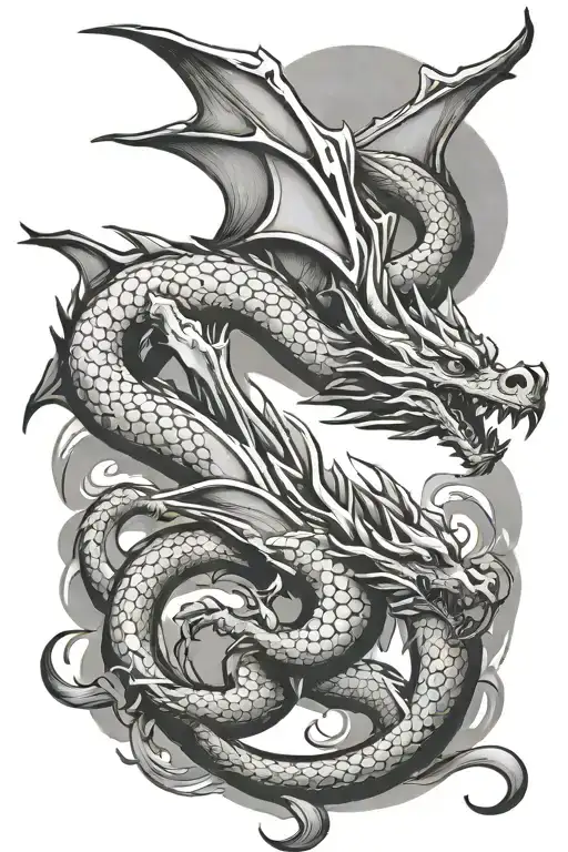 dragon flying shadow tattoo design idea