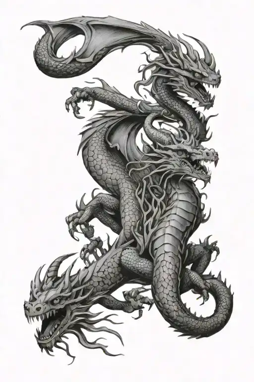 dragons falling to their death tattoo design idea