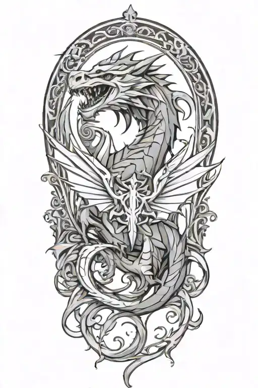 throne of glass inspired wyvern  tattoo design idea