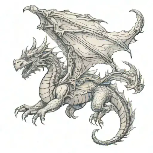 fantasy dragon flying tattoo design idea