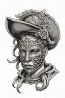 woman trapped in iron mask tattoo design idea