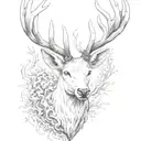 white stag head with flames tattoo design idea