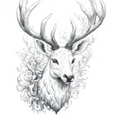 white stag head with flames tattoo design idea