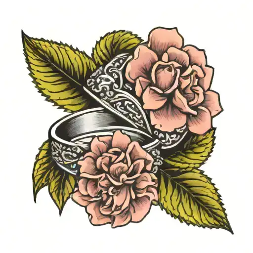hydrangea wedding rings tattoo design idea