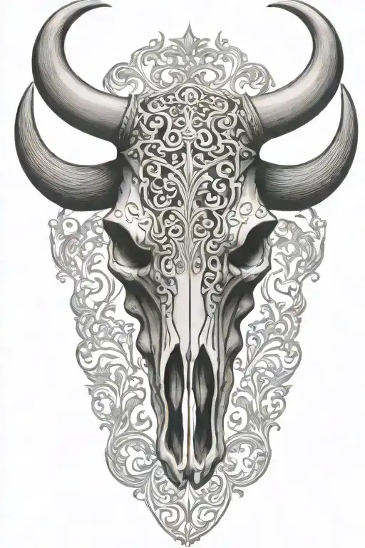 bull skull filigree design tattoo design idea