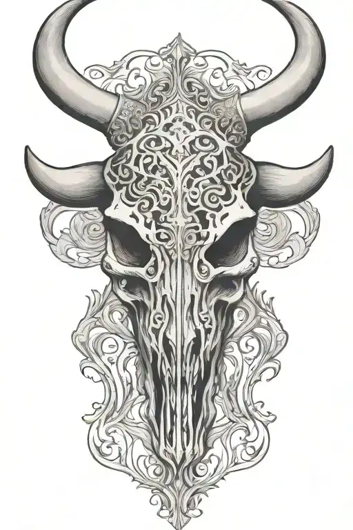 bull skull filigree design tattoo design idea