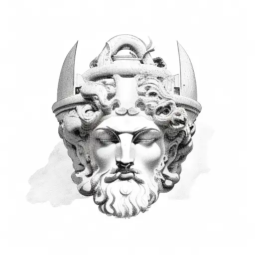 Hermes Greek Mythology Head Side tattoo design idea