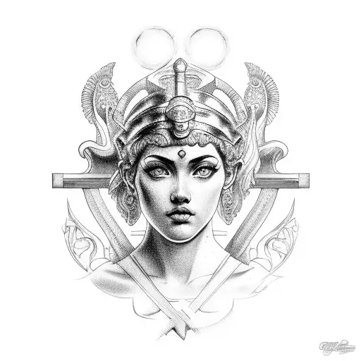 Athena Greek Mythology Head Side tattoo design idea
