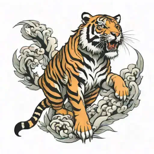 Tiger full body tattoo design idea