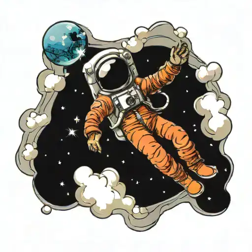 astronaut floating in space tattoo design idea