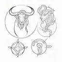 aries gemini libra and taurus zodiac sign tattoo design idea