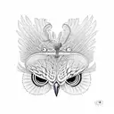 An intelligent owl wearing a tennis visor tattoo design idea