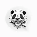 Panda half skull sunflower skateboard tattoo design idea