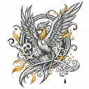 phoenix rising from flames tattoo design idea