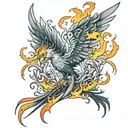 phoenix rising from flames tattoo design idea