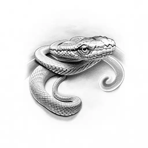 snake on Roman pillar tattoo design idea