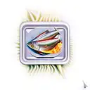 burning tinned sardines tattoo design idea