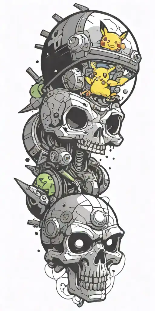 fortnite and pokemon  tattoo design idea