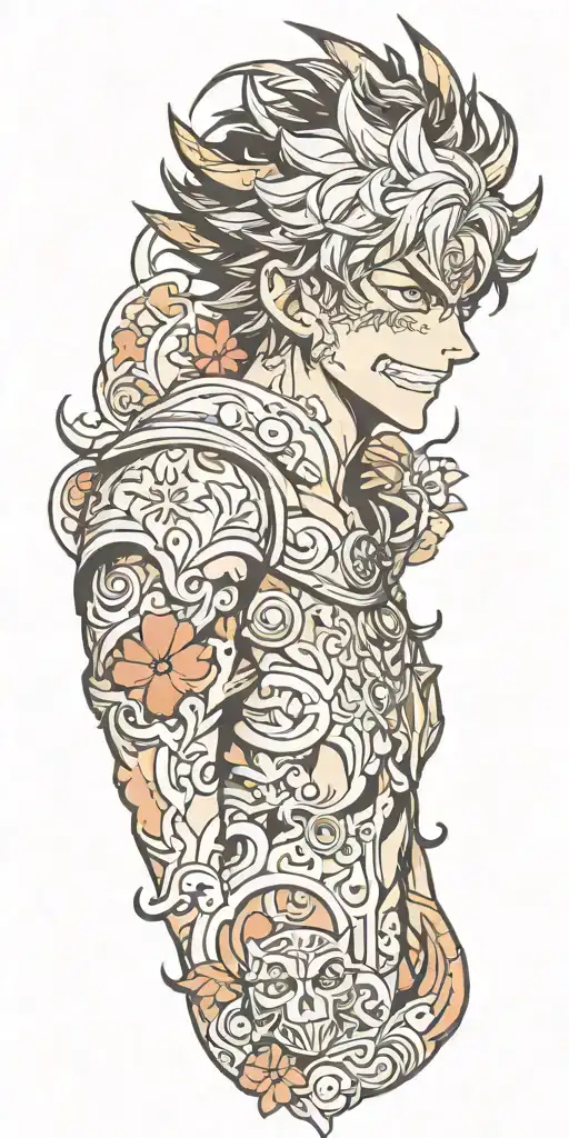 black clover asta half demon tattoo design idea