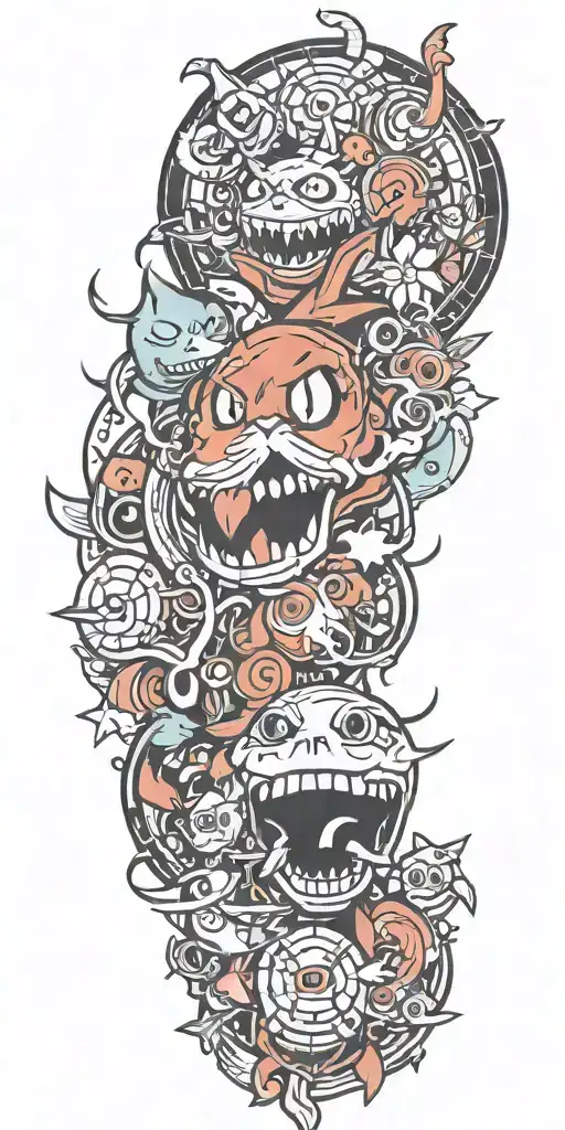 pokemon and fortnite  tattoo design idea