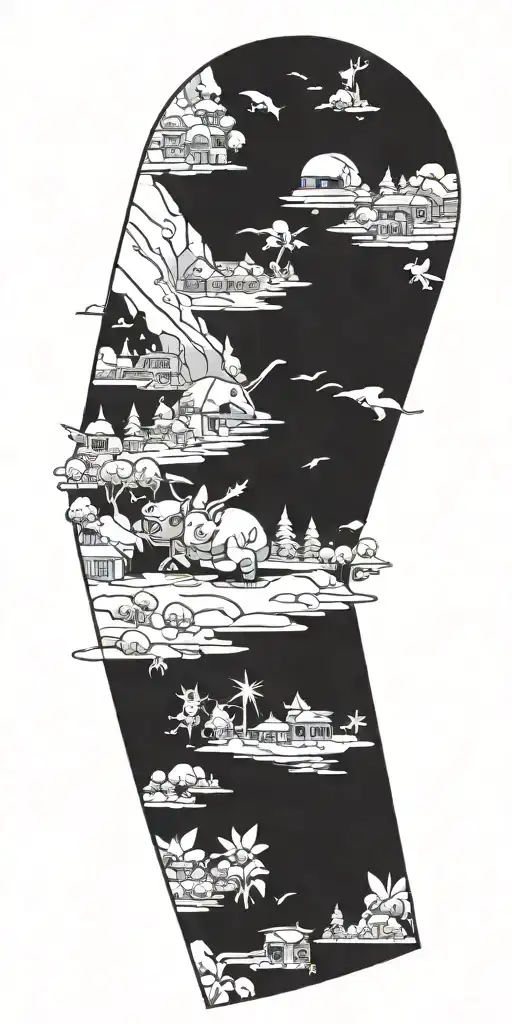 fortnite and pokemon  tattoo design idea