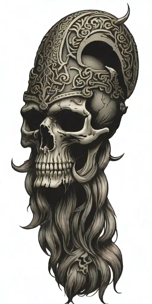 skull and viking tattoo design idea