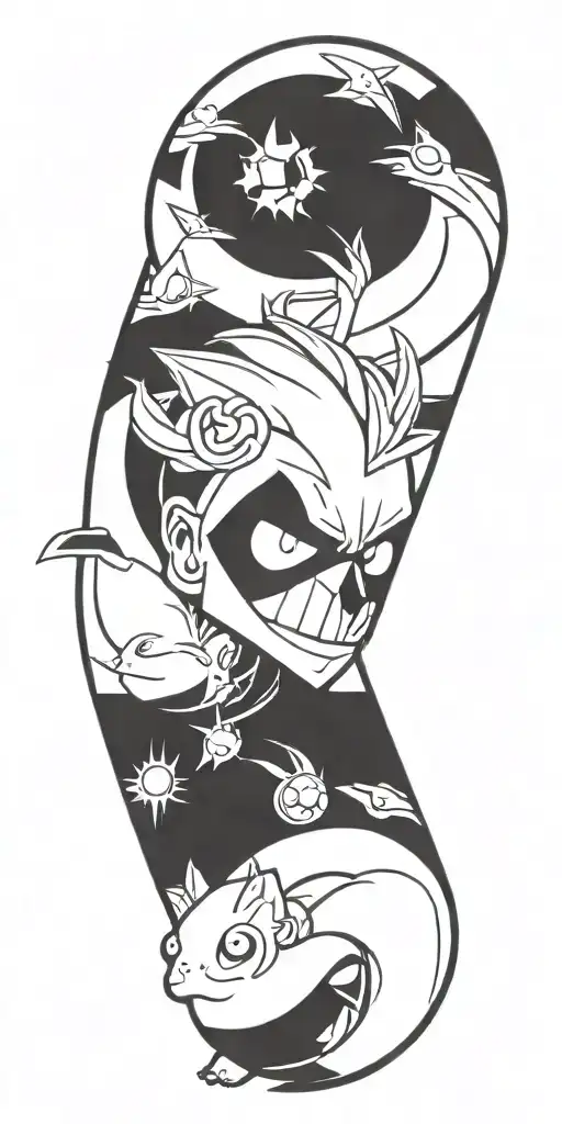 pokemon and fortnite  tattoo design idea