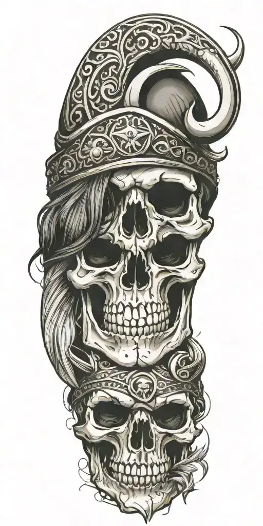 skull and viking tattoo design idea