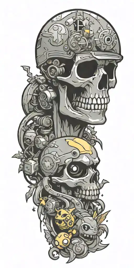 fortnite and pokemon  tattoo design idea