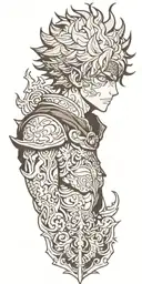 black clover asta half demon tattoo design idea
