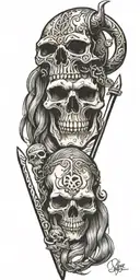 skull and viking tattoo design idea