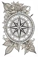 compass with 1 arrow tattoo design idea
