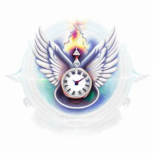 Combine an hourglass time piece and an angel in a surrealistic design tattoo design idea