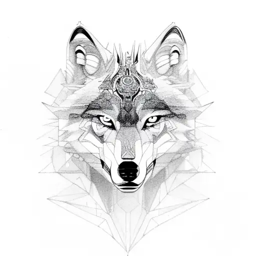 Mechanical Wolf tattoo design idea