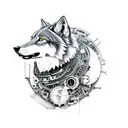 Mechanical Wolf tattoo design idea