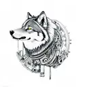 Mechanical Wolf tattoo design idea