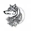 Mechanical Wolf tattoo design idea