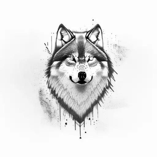 half dead wolf tattoo design idea